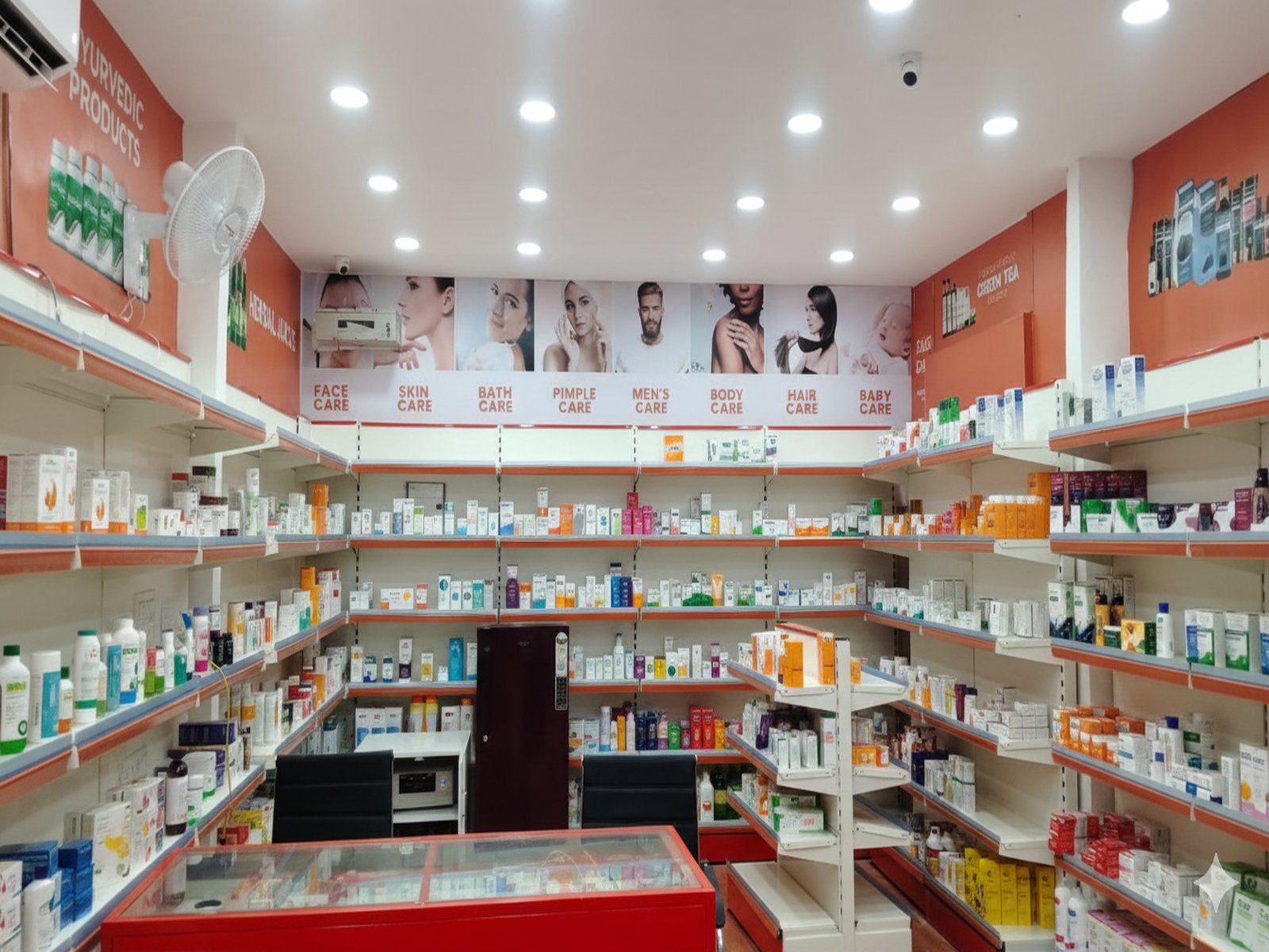 Counter and shelving